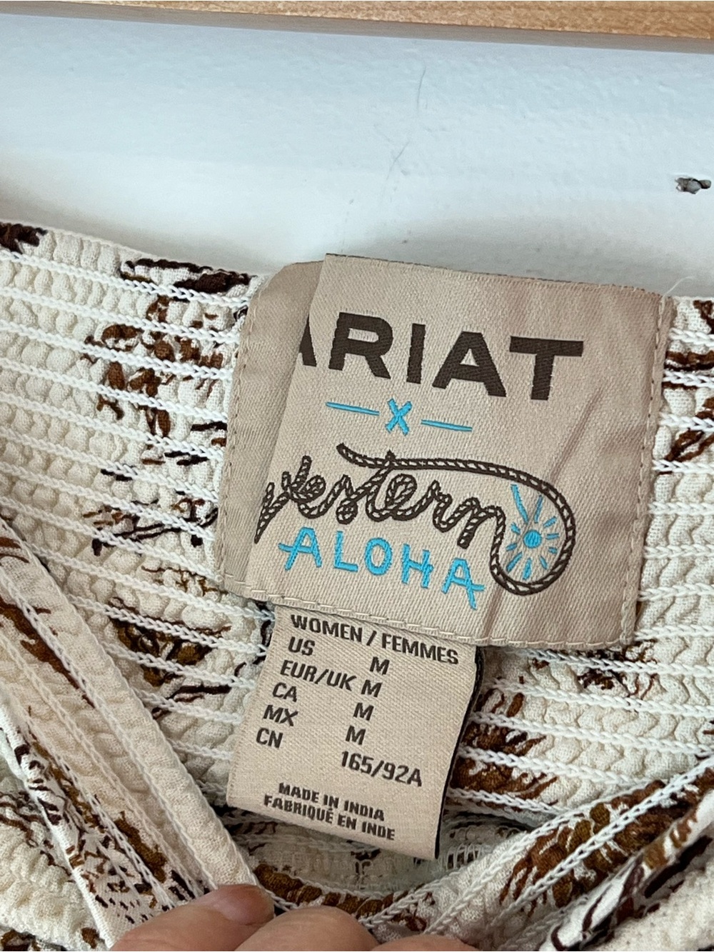 Ariat x Western Aloha Cream ruffle Skirt Tropical Print coastal cowgirl/boho med - Picture 2 of 5
